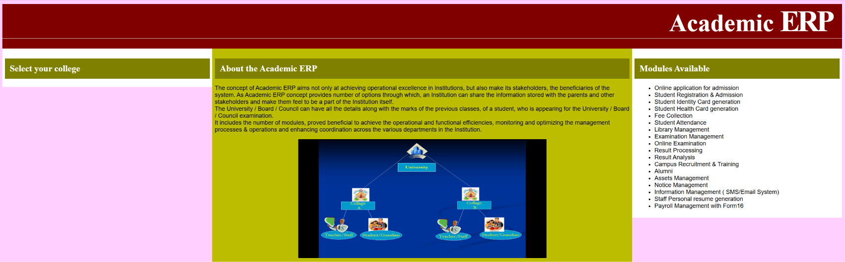UEM Academic ERP portal β broken, half-loaded, built in the early 2000s